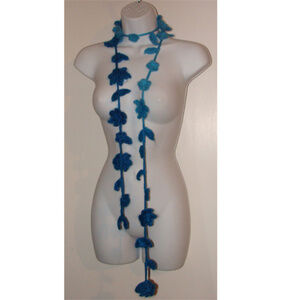 𝅺Wool knit whimsy statement extra long neck wrap scarf gradient flowers.